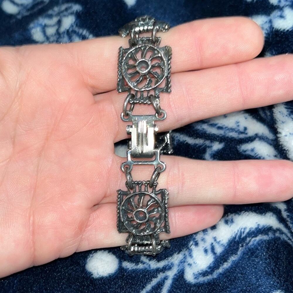 Vintage Silver Filigree Link Bracelet